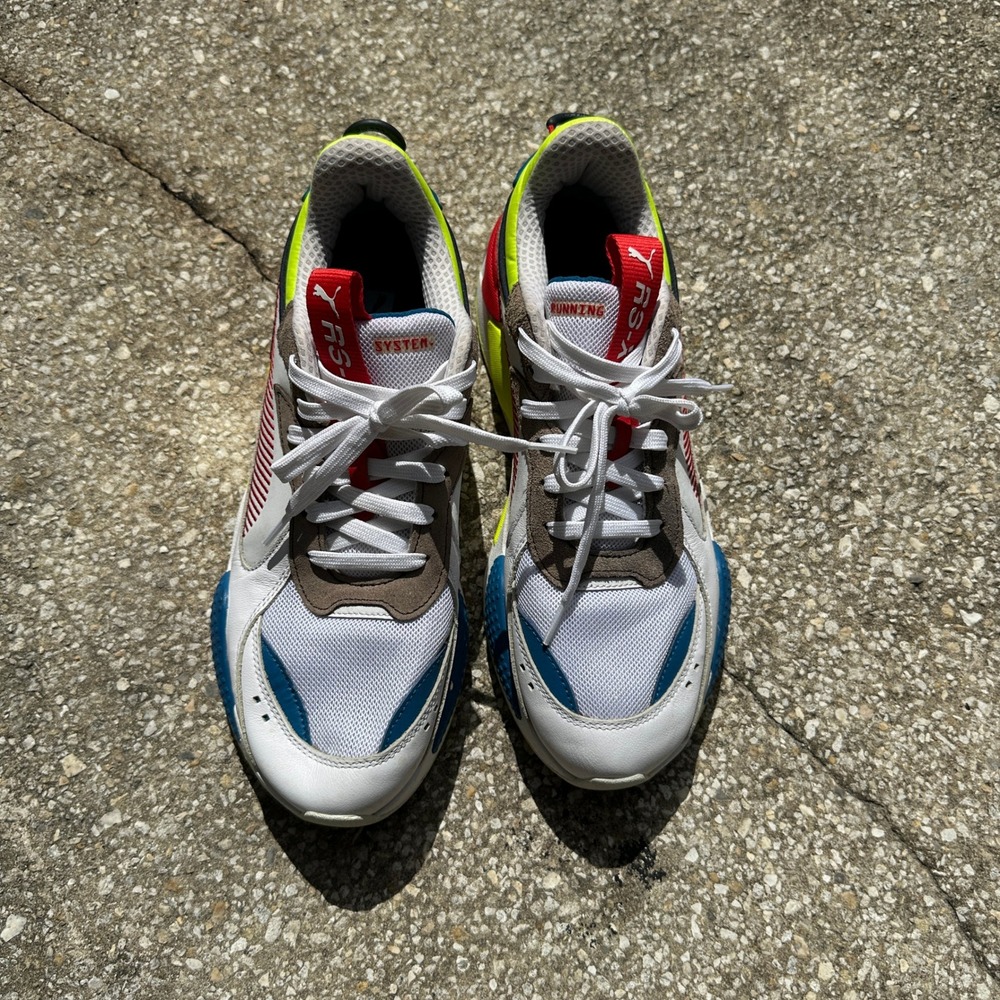 Puma RS-X Reinvent Mens Sneakers White Red Blue 386897-01 Size 11